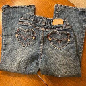 Y2K Vintage Levi’s Toddler 4T Bootcut Jeans With Heart Pockets Glitter Buttons